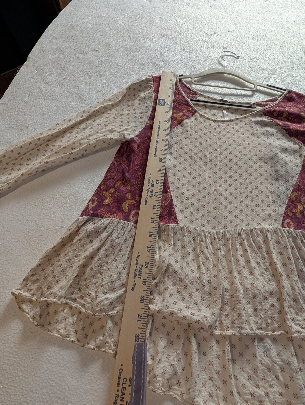 Free People Patchwork Floral Paisley Babydoll Peplum Top Size Large - Picture 7 of 13